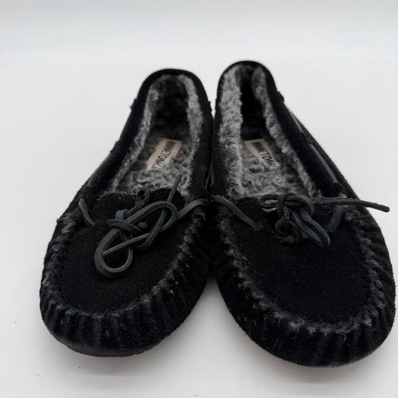 Minnetonka Women's Cally Moccasin Casual Cozy Black Suede Leather size 7 - Picture 3 of 6